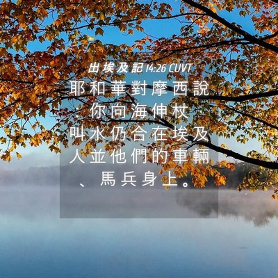 Picture 04 - 出 埃 及 記 14:26 CUVT - 耶 和 華 對 摩 西 說 ： 你 向 海 伸 - Bible Verse Picture