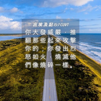 Picture 04 - 出 埃 及 記 15:7 CUVT - 你 大 發 威 嚴 ， 推 翻 那 些 起 來 - Bible Verse Picture