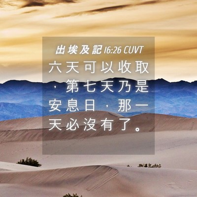 Picture 04 - 出 埃 及 記 16:26 CUVT - 六 天 可 以 收 取 ， 第 七 天 乃 是 - Bible Verse Picture
