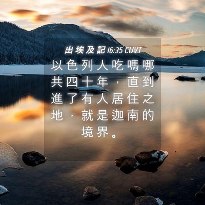 Picture 04 - 出 埃 及 記 16:35 CUVT - 以 色 列 人 吃 嗎 哪 共 四 十 年 ， - Bible Verse Picture