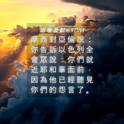 Picture 04 - 出 埃 及 記 16:9 CUVT - 摩 西 對 亞 倫 說 ： 你 告 訴 以 色 - Bible Verse Picture