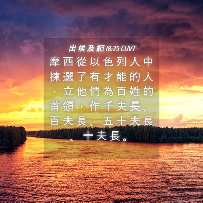 Picture 04 - 出 埃 及 記 18:25 CUVT - 摩 西 從 以 色 列 人 中 揀 選 了 有 - Bible Verse Picture