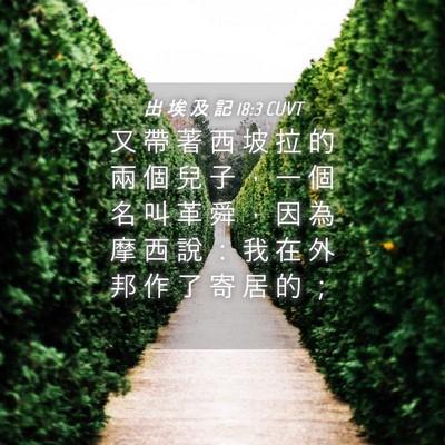 Picture 04 - 出 埃 及 記 18:3 CUVT - 又 帶 著 西 坡 拉 的 兩 個 兒 子 ， - Bible Verse Picture