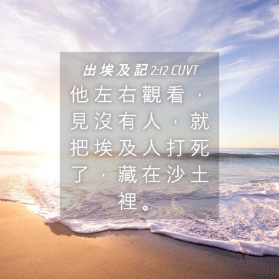 Picture 04 - 出 埃 及 記 2:12 CUVT - 他 左 右 觀 看 ， 見 沒 有 人 ， 就 - Bible Verse Picture