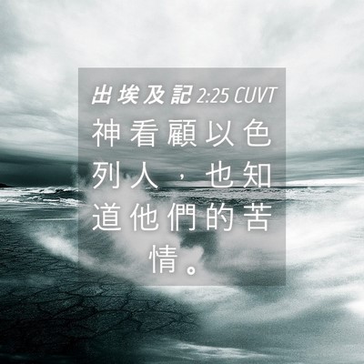 Picture 04 - 出 埃 及 記 2:25 CUVT - 神 看 顧 以 色 列 人 ， 也 知 道 他 - Bible Verse Picture
