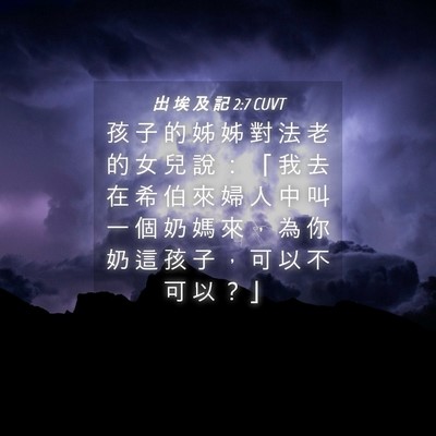 Picture 04 - 出 埃 及 記 2:7 CUVT - 孩 子 的 姊 姊 對 法 老 的 女 兒 說 - Bible Verse Picture