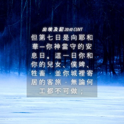 Picture 04 - 出 埃 及 記 20:10 CUVT - 但 第 七 日 是 向 耶 和 華 ─ 你 神 - Bible Verse Picture