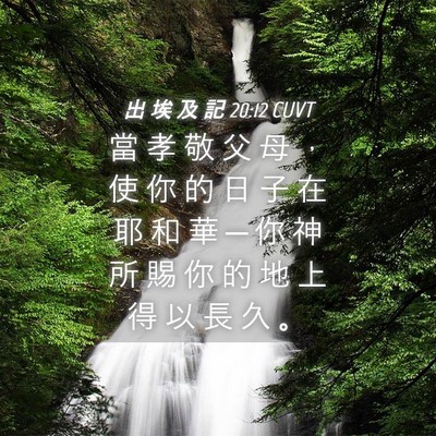 Picture 04 - 出 埃 及 記 20:12 CUVT - 當 孝 敬 父 母 ， 使 你 的 日 子 在 - Bible Verse Picture