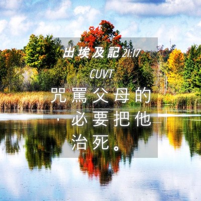 Picture 04 - 出 埃 及 記 21:17 CUVT - 咒 罵 父 母 的 ， 必 要 把 他 治 死 - Bible Verse Picture