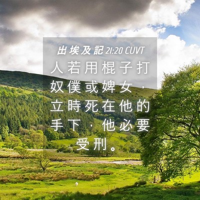 Picture 04 - 出 埃 及 記 21:20 CUVT - 人 若 用 棍 子 打 奴 僕 或 婢 女 ， - Bible Verse Picture