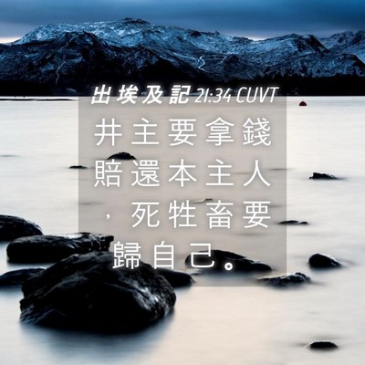 Picture 04 - 出 埃 及 記 21:34 CUVT - 井 主 要 拿 錢 賠 還 本 主 人 ， 死 - Bible Verse Picture