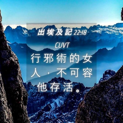 Picture 04 - 出 埃 及 記 22:18 CUVT - 行 邪 術 的 女 人 ， 不 可 容 他 存 - Bible Verse Picture