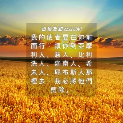 Picture 04 - 出 埃 及 記 23:23 CUVT - 我 的 使 者 要 在 你 前 面 行 ， 領 - Bible Verse Picture