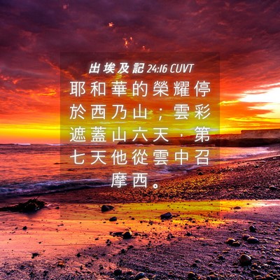 Picture 04 - 出 埃 及 記 24:16 CUVT - 耶 和 華 的 榮 耀 停 於 西 乃 山 ； - Bible Verse Picture