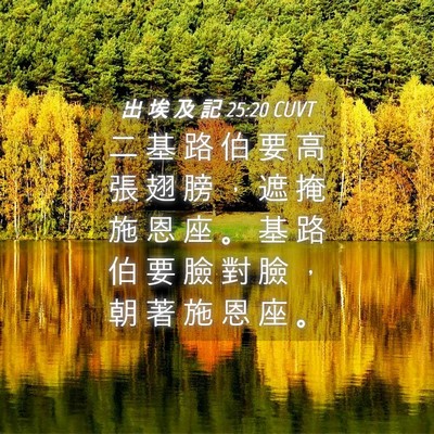 Picture 04 - 出 埃 及 記 25:20 CUVT - 二 基 路 伯 要 高 張 翅 膀 ， 遮 掩 - Bible Verse Picture