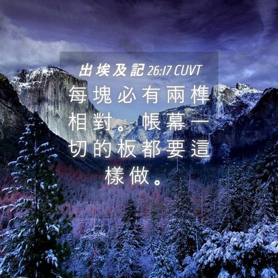 Picture 04 - 出 埃 及 記 26:17 CUVT - 每 塊 必 有 兩 榫 相 對 。 帳 幕 一 - Bible Verse Picture