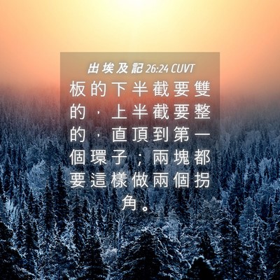 Picture 04 - 出 埃 及 記 26:24 CUVT - 板 的 下 半 截 要 雙 的 ， 上 半 截 - Bible Verse Picture