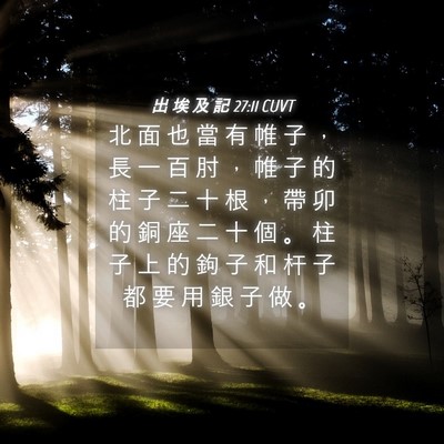 Picture 04 - 出 埃 及 記 27:11 CUVT - 北 面 也 當 有 帷 子 ， 長 一 百 肘 - Bible Verse Picture