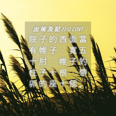 Picture 04 - 出 埃 及 記 27:12 CUVT - 院 子 的 西 面 當 有 帷 子 ， 寬 五 - Bible Verse Picture