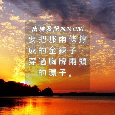 Picture 04 - 出 埃 及 記 28:24 CUVT - 要 把 那 兩 條 擰 成 的 金 鍊 子 ， - Bible Verse Picture