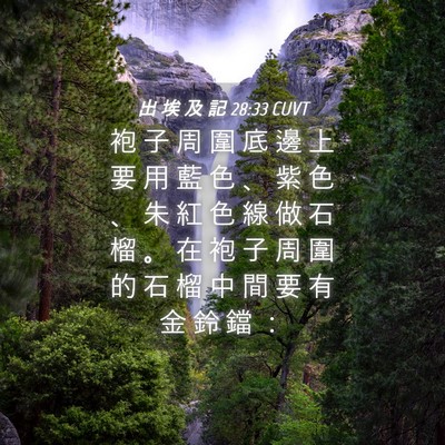 Picture 04 - 出 埃 及 記 28:33 CUVT - 袍 子 周 圍 底 邊 上 要 用 藍 色 、 - Bible Verse Picture