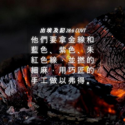 Picture 04 - 出 埃 及 記 28:6 CUVT - 他 們 要 拿 金 線 和 藍 色 、 紫 色 - Bible Verse Picture