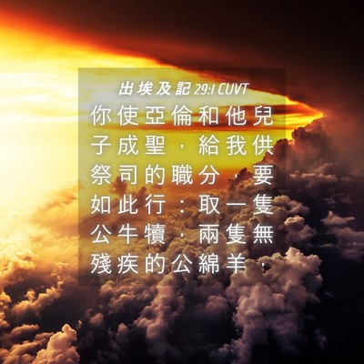 Picture 04 - 出 埃 及 記 29:1 CUVT - 你 使 亞 倫 和 他 兒 子 成 聖 ， 給 - Bible Verse Picture