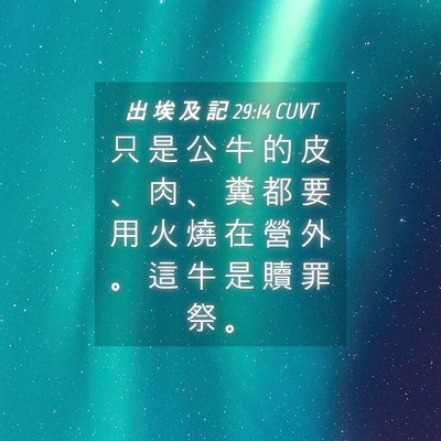 Picture 04 - 出 埃 及 記 29:14 CUVT - 只 是 公 牛 的 皮 、 肉 、 糞 都 要 - Bible Verse Picture