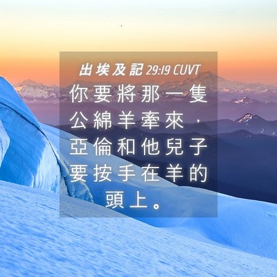Picture 04 - 出 埃 及 記 29:19 CUVT - 你 要 將 那 一 隻 公 綿 羊 牽 來 ， - Bible Verse Picture