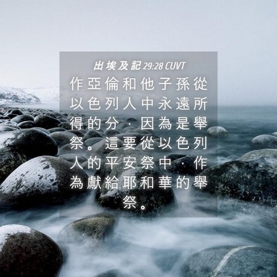 Picture 04 - 出 埃 及 記 29:28 CUVT - 作 亞 倫 和 他 子 孫 從 以 色 列 人 - Bible Verse Picture