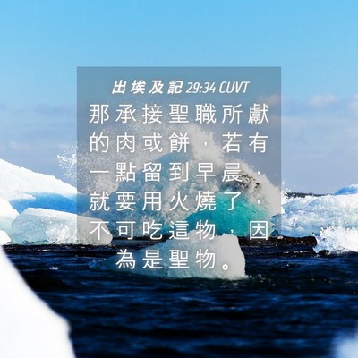 Picture 04 - 出 埃 及 記 29:34 CUVT - 那 承 接 聖 職 所 獻 的 肉 或 餅 ， - Bible Verse Picture