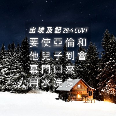 Picture 04 - 出 埃 及 記 29:4 CUVT - 要 使 亞 倫 和 他 兒 子 到 會 幕 門 - Bible Verse Picture