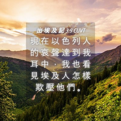 Picture 04 - 出 埃 及 記 3:9 CUVT - 現 在 以 色 列 人 的 哀 聲 達 到 我 - Bible Verse Picture