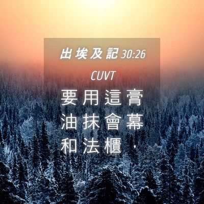 Picture 04 - 出 埃 及 記 30:26 CUVT - 要 用 這 膏 油 抹 會 幕 和 法 櫃 - Bible Verse Picture