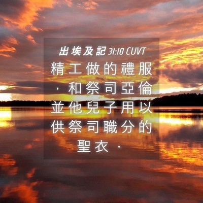 Picture 04 - 出 埃 及 記 31:10 CUVT - 精 工 做 的 禮 服 ， 和 祭 司 亞 倫 - Bible Verse Picture