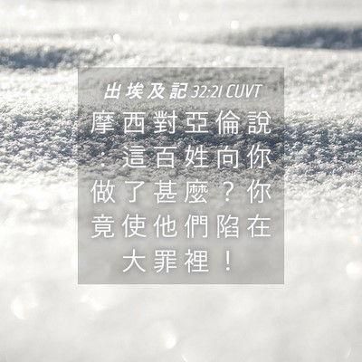 Picture 04 - 出 埃 及 記 32:21 CUVT - 摩 西 對 亞 倫 說 ： 這 百 姓 向 你 - Bible Verse Picture