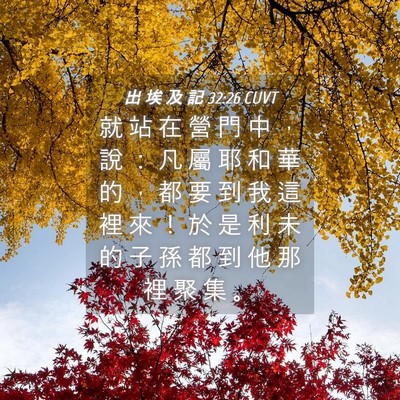 Picture 04 - 出 埃 及 記 32:26 CUVT - 就 站 在 營 門 中 ， 說 ： 凡 屬 耶 - Bible Verse Picture