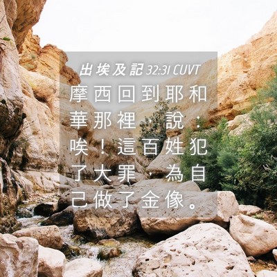 Picture 04 - 出 埃 及 記 32:31 CUVT - 摩 西 回 到 耶 和 華 那 裡 ， 說 ： - Bible Verse Picture