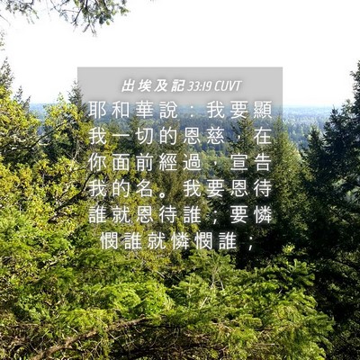 Picture 04 - 出 埃 及 記 33:19 CUVT - 耶 和 華 說 ： 我 要 顯 我 一 切 的 - Bible Verse Picture