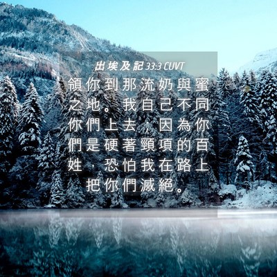 Picture 04 - 出 埃 及 記 33:3 CUVT - 領 你 到 那 流 奶 與 蜜 之 地 。 我 - Bible Verse Picture