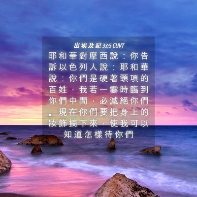 Picture 04 - 出 埃 及 記 33:5 CUVT - 耶 和 華 對 摩 西 說 ： 你 告 訴 以 - Bible Verse Picture