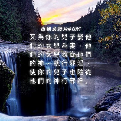 Picture 04 - 出 埃 及 記 34:16 CUVT - 又 為 你 的 兒 子 娶 他 們 的 女 兒 - Bible Verse Picture