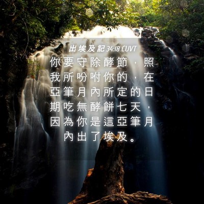 Picture 04 - 出 埃 及 記 34:18 CUVT - 你 要 守 除 酵 節 ， 照 我 所 吩 咐 - Bible Verse Picture