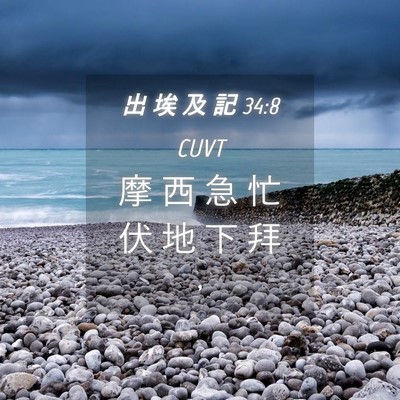 Picture 04 - 出 埃 及 記 34:8 CUVT - 摩 西 急 忙 伏 地 下 拜 - Bible Verse Picture
