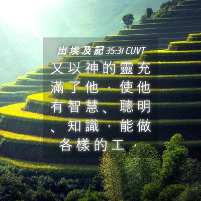 Picture 04 - 出 埃 及 記 35:31 CUVT - 又 以 神 的 靈 充 滿 了 他 ， 使 他 - Bible Verse Picture