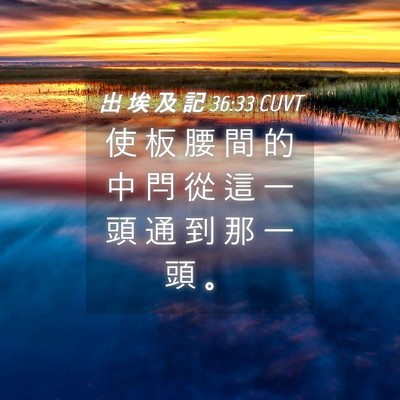 Picture 04 - 出 埃 及 記 36:33 CUVT - 使 板 腰 間 的 中 閂 從 這 一 頭 通 - Bible Verse Picture