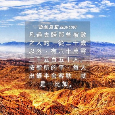 Picture 04 - 出 埃 及 記 38:26 CUVT - 凡 過 去 歸 那 些 被 數 之 人 的 ， - Bible Verse Picture