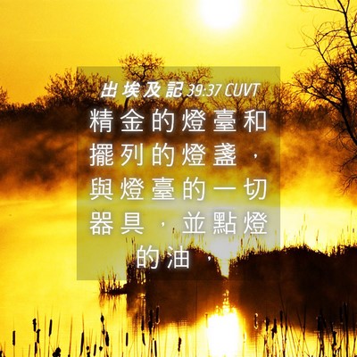 Picture 04 - 出 埃 及 記 39:37 CUVT - 精 金 的 燈 臺 和 擺 列 的 燈 盞 ， - Bible Verse Picture