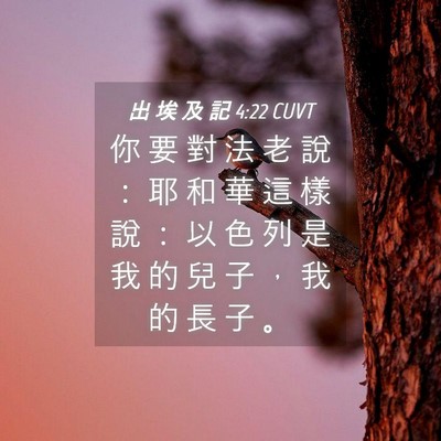 Picture 04 - 出 埃 及 記 4:22 CUVT - 你 要 對 法 老 說 ： 耶 和 華 這 樣 - Bible Verse Picture
