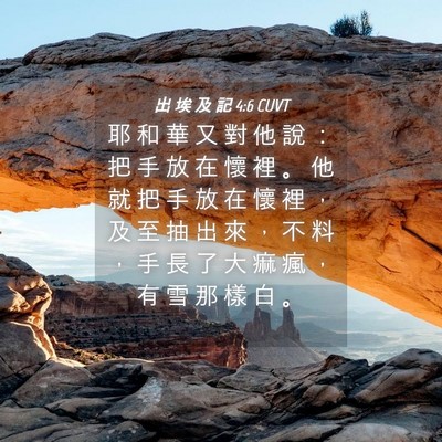 Picture 04 - 出 埃 及 記 4:6 CUVT - 耶 和 華 又 對 他 說 ： 把 手 放 在 - Bible Verse Picture
